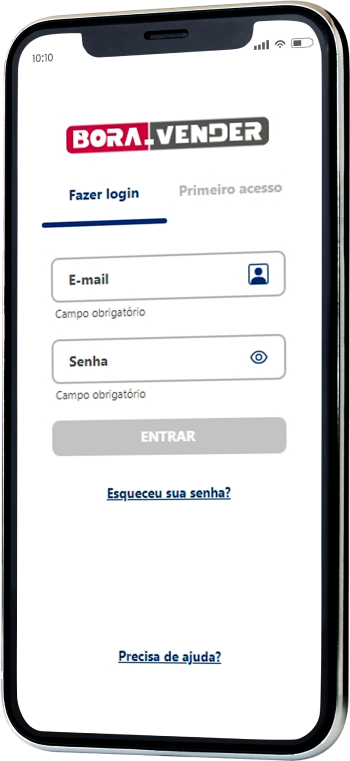 Celular com tela de login bora morar